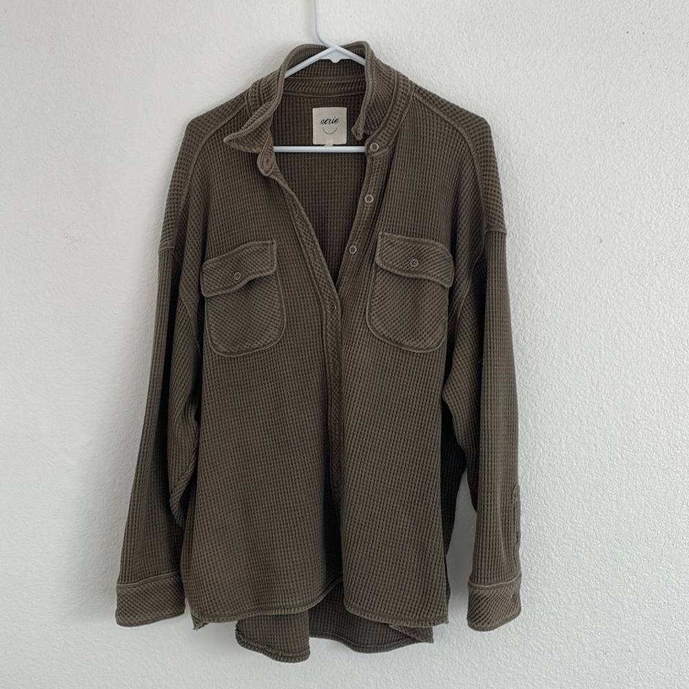 AERIE Waffle Button Down